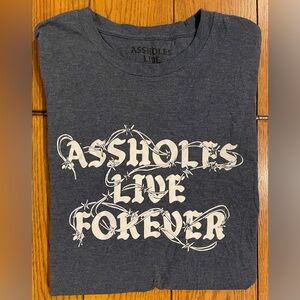 Assholes Live Forever men’s short sleeve dark grey Tee, size XXL